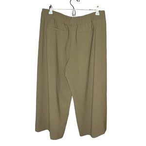 The Limited Pants Wide Leg Cropped XL Green Stretch Textured Knit Elastic Pullon